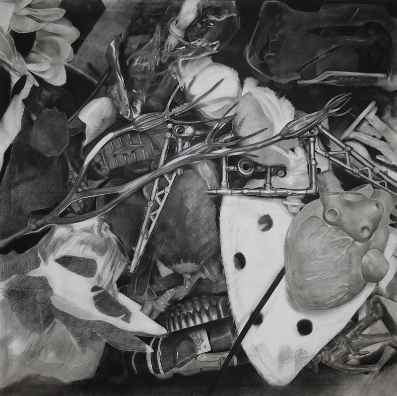 #LOQUENOSÉQUESÉ. Carbón sobre lienzo. 160 x 160 cms.  2019