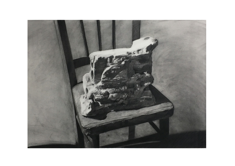 SILLA_DURA. Carbón sobre papel. 70 x 100 cms.  2017