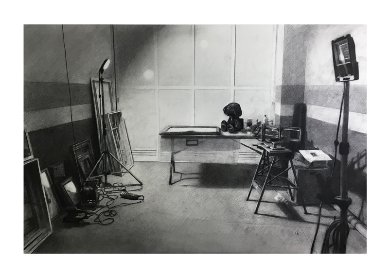 LAS_HORAS_MUERTAS. Carbón sobre papel. 70 x 100 cms.  2019