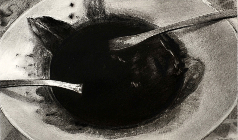 SOPA_NEGRA.  Carbón sobre papel. 38 x 51 cms. 2019