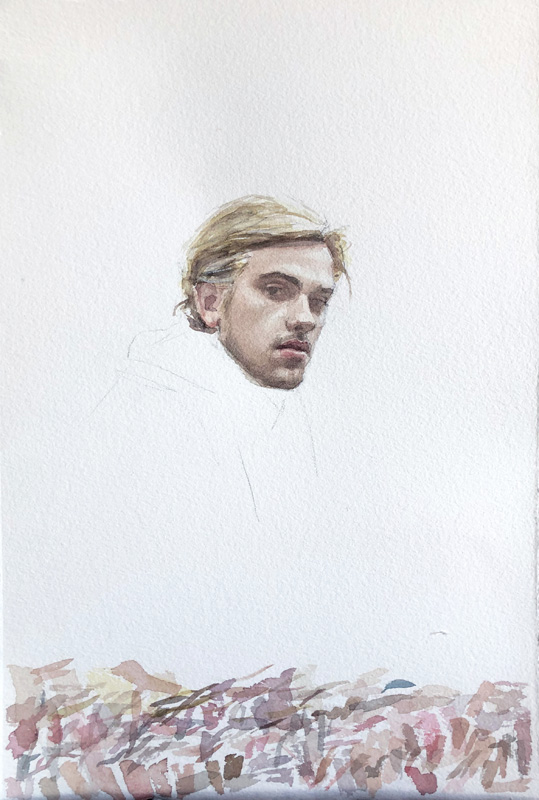 3. Retrato de un hombre. Acuarela sobre papel. 24 x 19. 2020. 