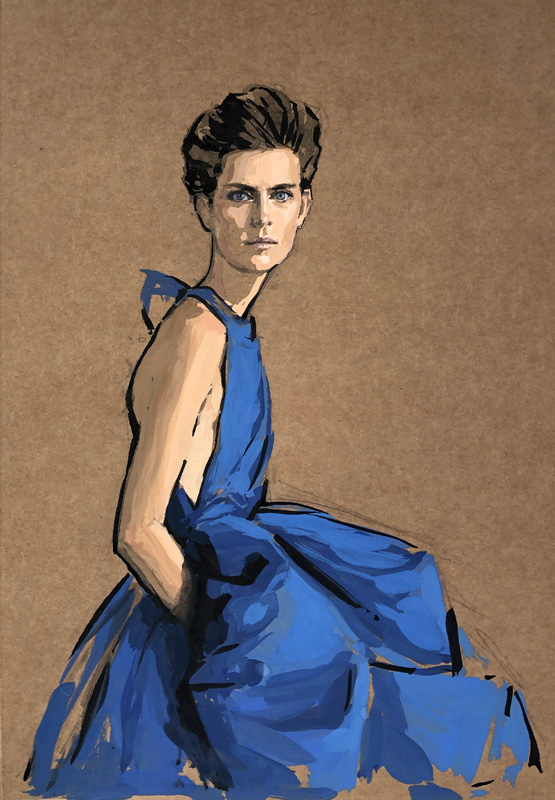 10. Stella Tennant. Témpera y tinta sobre cartón. 30 x 22 cm. 2021