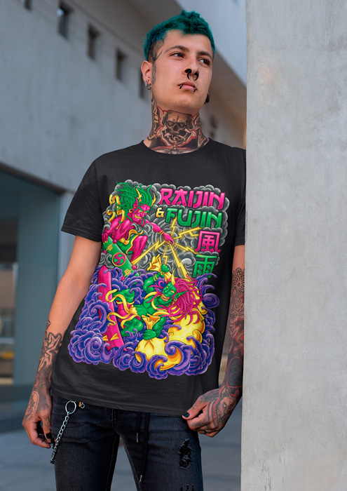Camiseta raijin & fujin